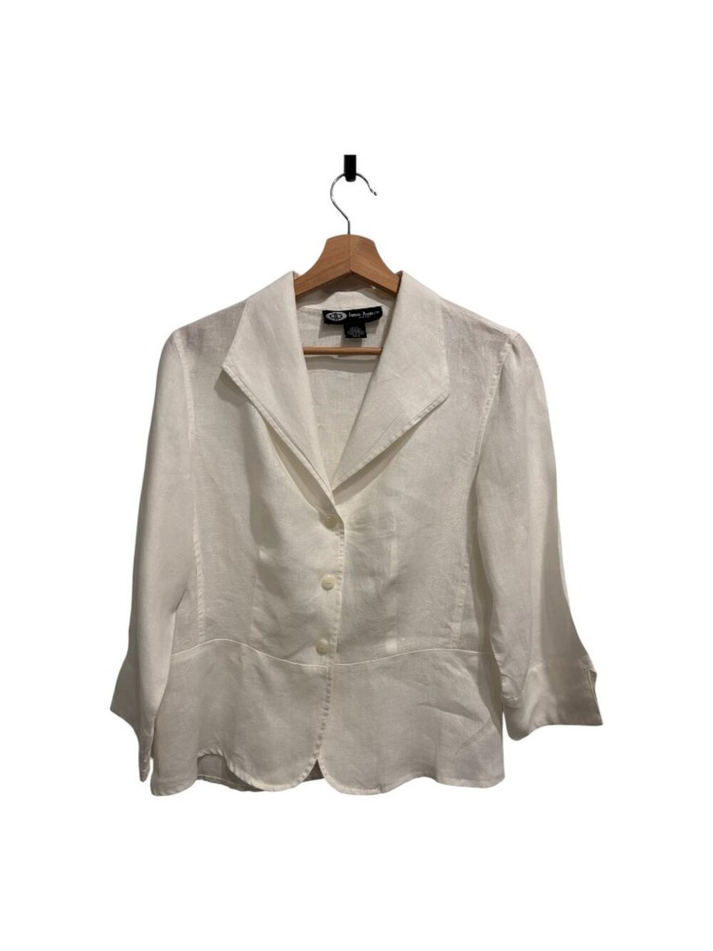 George Rowezzini New York Ivory Linen Rayon Skirt Suit Size 12 2-Piece Career Of - Picture 9 of 12